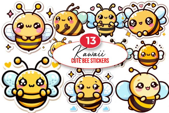 Download Kawaii Cute Bee Stickers Bundle - Bee stickers bundle Collection