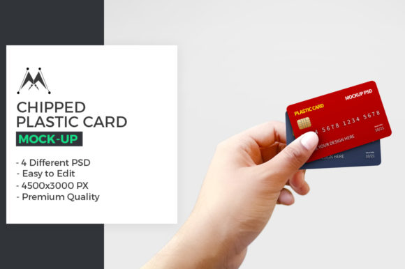 Download Chipped Plastic Card in Hand Mockup - Plastic Collection