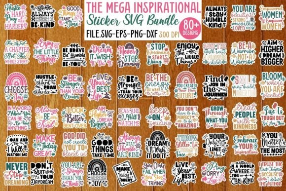 Download Mega Inspirational Sticker SVG Bundle - Inspirational sticker Collection
