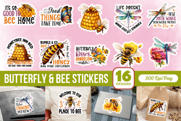 Download Butterfly &amp; Bee Stickers Bundle - Bee stickers bundle Collection