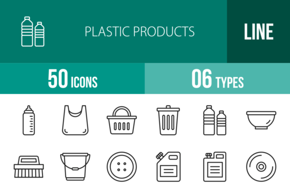 Download 50 Plastic Products Line Icons - Premium Resources