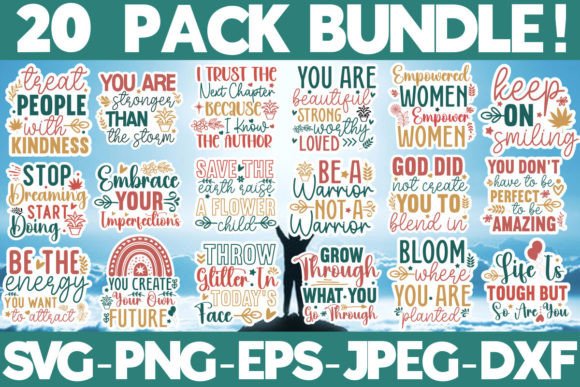 Download Inspirational Sticker Bundle, 20 Designs - Premium Resources